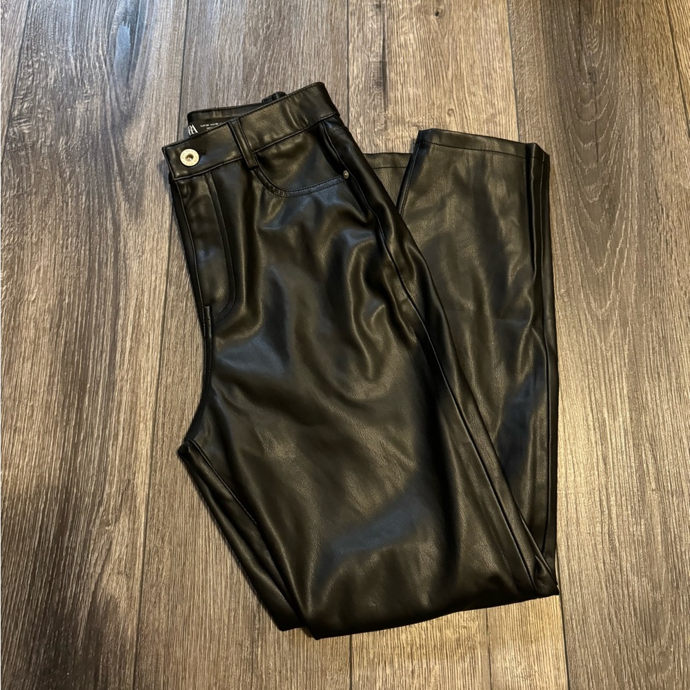 Zara Black Leather Pants